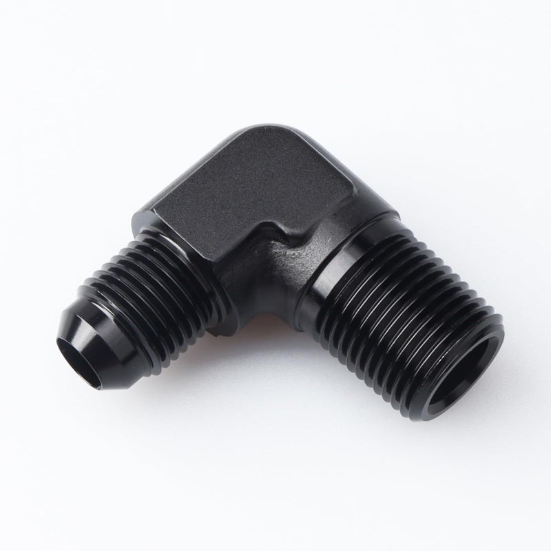 AC PERFORMANCE 90 Degree Elbow -6 AN Male to 3/8" NPT Male Fitting Adapter Connector Aluminum Black - Image 1